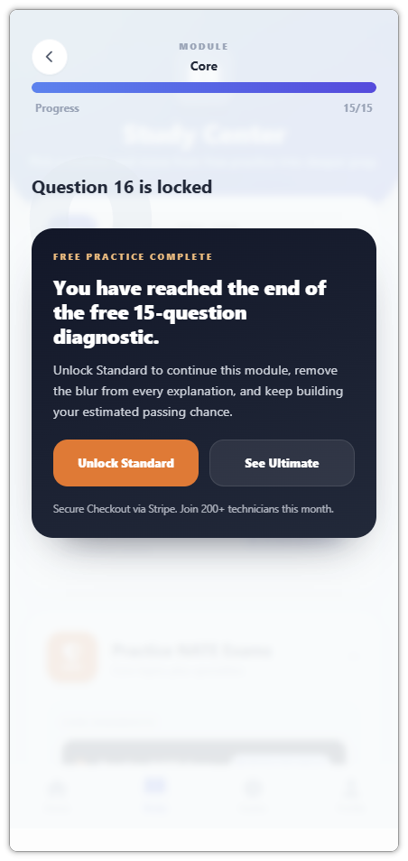 Question 16 locked screen after free quota