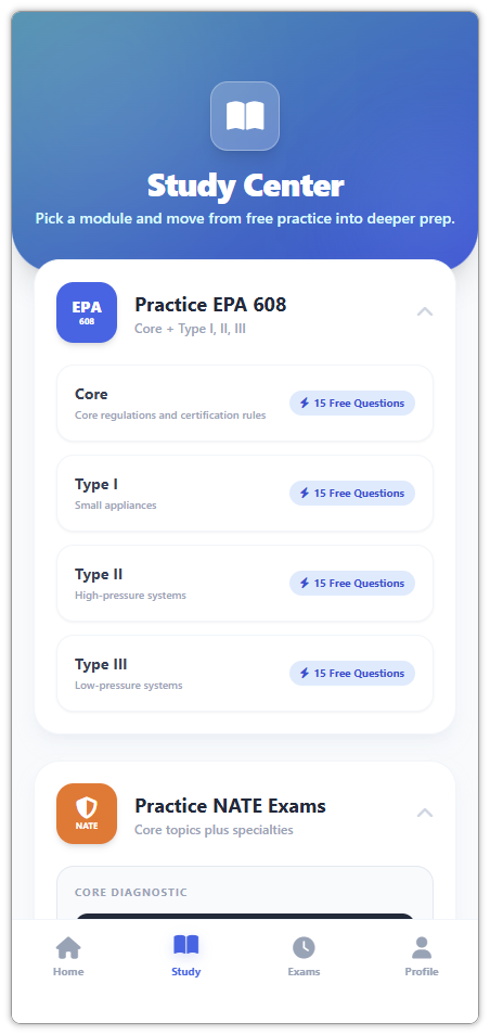 Study Center EPA 608 module cards